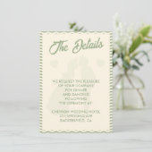 Modern Sage Green Wavy Stripe Wedding Details Informatiekaartje (Staand voorkant)