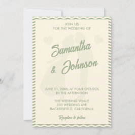Modern Sage Green Wavy Stripe Wedding Kaart