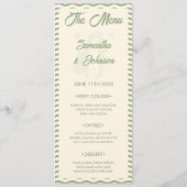 Modern Sage Green Wavy Stripe Wedding Menu Card (Achterkant)