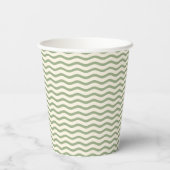 Modern Sage Green Wavy Stripe Wedding Papieren Bekers (Achterkant)