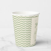 Modern Sage Green Wavy Stripe Wedding Papieren Bekers (Rechts)