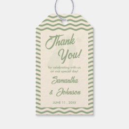 Modern Sage Green Wavy Stripe Wedding Thank You Cadeaulabel