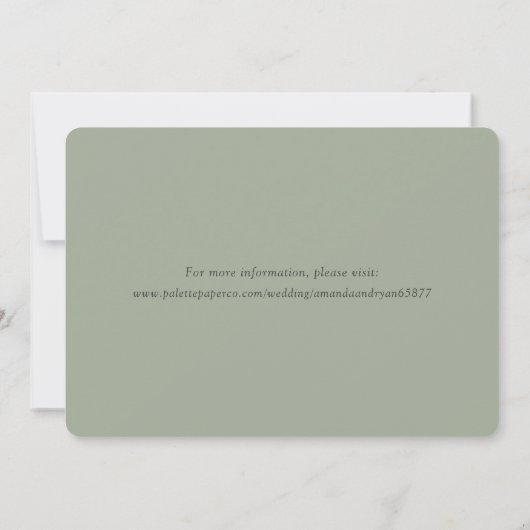 Modern Sage Green Wedding 3 Foto Save The Date (Achterkant)