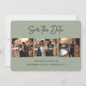 Modern Sage Green Wedding 3 Foto Save The Date (Voorkant)
