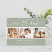 Modern Sage Green Wedding 4 Foto Save The Date (Staand voorkant)