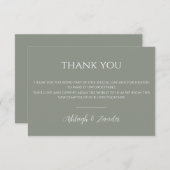 Modern Sage Green Wedding Bedankkaart (Voorkant / Achterkant)