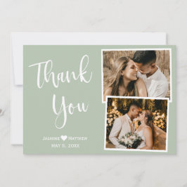 Modern Sage Green Wedding Dank u Collage Kaart