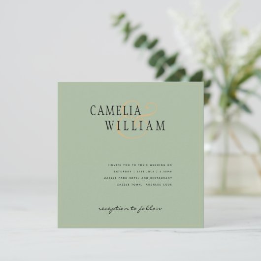Modern Sage Green Wedding Invitation (Staand voorkant)