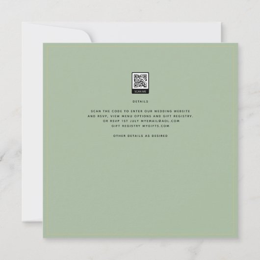 Modern Sage Green Wedding Invitation (Achterkant)
