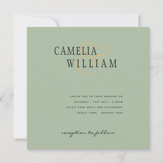 Modern Sage Green Wedding Invitation (Voorkant)