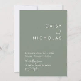 Modern Sage Green Wedding Invitation Kaart