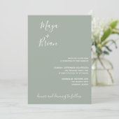 Modern Sage Green Wedding Invitation Kaart (Staand voorkant)