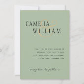 Modern Sage Green Wedding Invitation Kaart (Voorkant)
