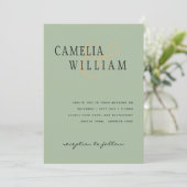 Modern Sage Green Wedding Invitation Kaart (Staand voorkant)