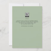 Modern Sage Green Wedding Invitation Kaart (Achterkant)