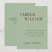 Modern Sage Green Wedding Invitation Kaart (Voorkant / Achterkant)