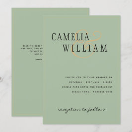 Modern Sage Green Wedding Invitation Kaart