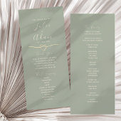 Modern Sage Green Wedding Program Kaart