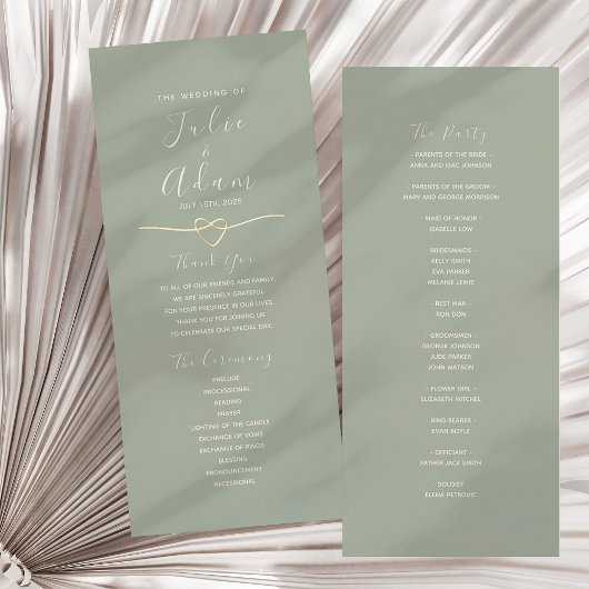 Modern Sage Green Wedding Program Kaart