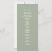 Modern Sage Green Wedding Program Kaart (Achterkant)
