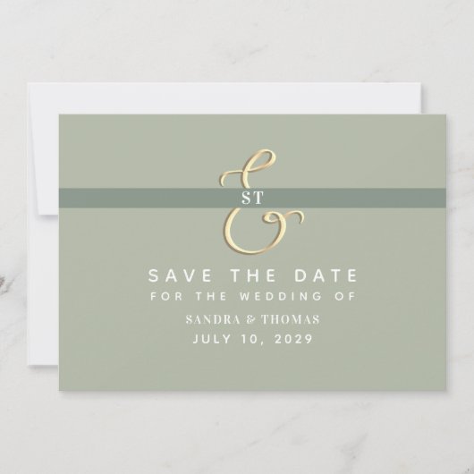 Modern Sage Green Wedding Save the Date (Voorkant)