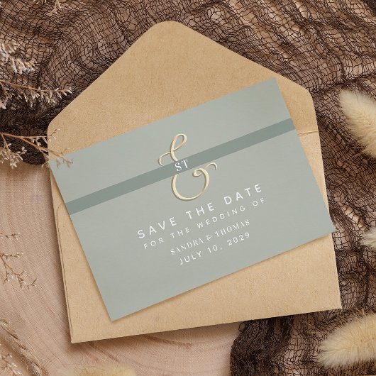 Modern Sage Green Wedding Save the Date
