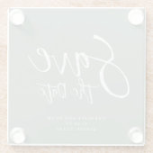 Modern Sage Green Wedding Save the Date Glazen Onderzetter (Achterkant)