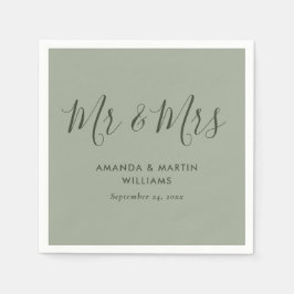 Modern Sage Green Wedding Servet