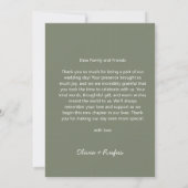 Modern Sage Green Wedding Thank You Bedankkaart (Achterkant)