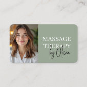 Modern Sage Green Wellness Spa Therapist Visitekaartje (Voorkant)