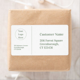 Modern Sage Green White Business Etiket