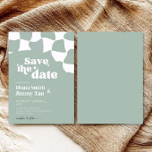 Modern Sage Green White Checkerboard Bewaar de dat Kaart