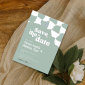 Modern Sage Green White Checkerboard Bewaar de dat Kaart