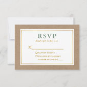 Modern Sage Green White Gold Kraft RSVP Kaartje (Voorkant)