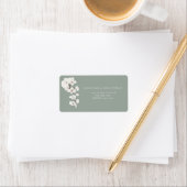 Modern Sage Green White Orchids Wedding Etiket (Insitu)
