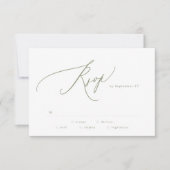 Modern Sage Green White Simple Wedding RSVP Kaartje (Voorkant)