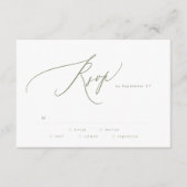 Modern Sage Green White Simple Wedding RSVP Kaartje (Voorkant)
