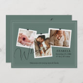 Modern Sage Green Zigzag 3 Photo Collage Birth  Aankondiging (Voorkant / Achterkant)