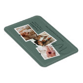 Modern Sage Green Zigzag 3 Photo Collage Birth  Magneet (Rechterzijde)