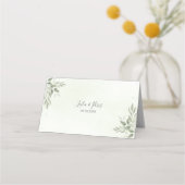 Modern Sage Greenery Botanical Folded Place Card Plaatskaartje (Achterkant)
