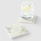 Modern Sage Greenery Botanical Stone Coaster Stenen Onderzetter (Zijkant)