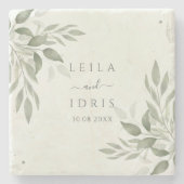 Modern Sage Greenery Botanical Stone Coaster Stenen Onderzetter (Voorkant)