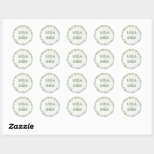 Modern Sage Greenery Botanical Wedding Sticker (Vel)