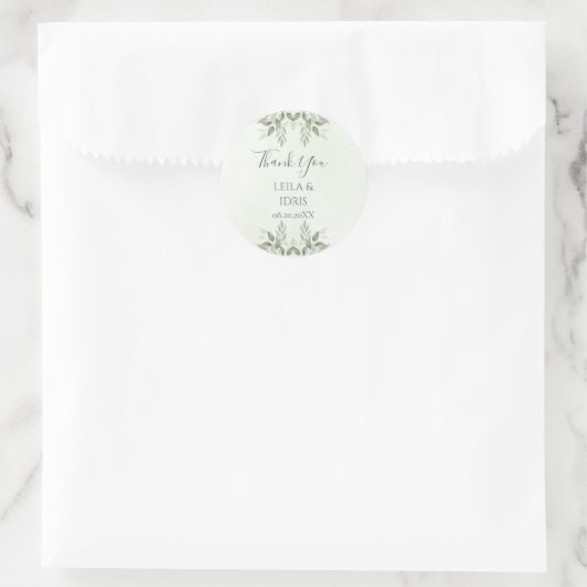 Modern Sage Greenery Botanical Wedding Sticker (Tas)