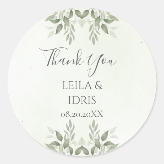 Modern Sage Greenery Botanical Wedding Sticker (Voorkant)