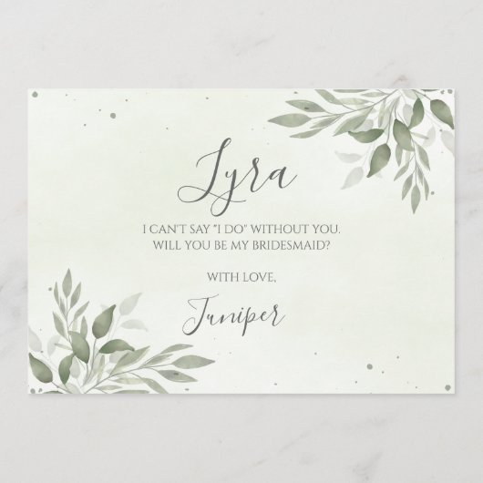 Modern Sage Greenery Bridesmaid Proposal Card Save The Date (Achterkant)