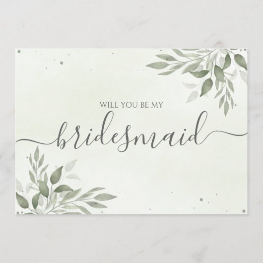 Modern Sage Greenery Bridesmaid Proposal Card Save The Date (Voorkant)