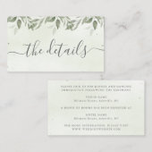 Modern Sage Greenery Details Enclosure Card Informatiekaartje (Voorkant / Achterkant)