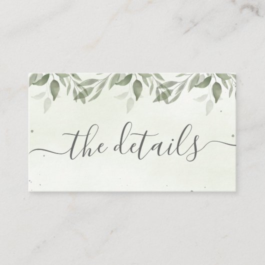 Modern Sage Greenery Details Enclosure Card Informatiekaartje (Voorkant)