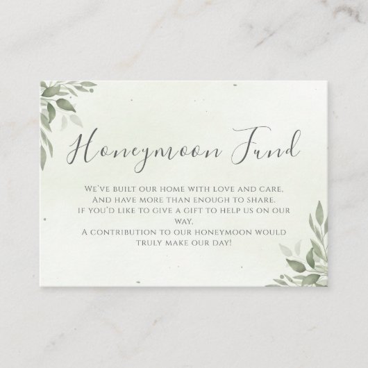 Modern Sage Greenery Honeymoon Fund Informatiekaartje (Voorkant)